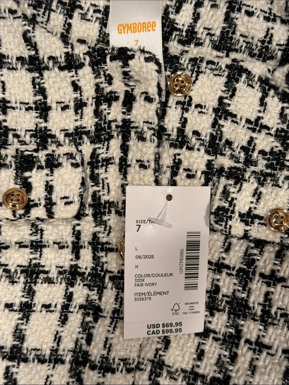 Gymboree Black and White Tweed Shift Dress